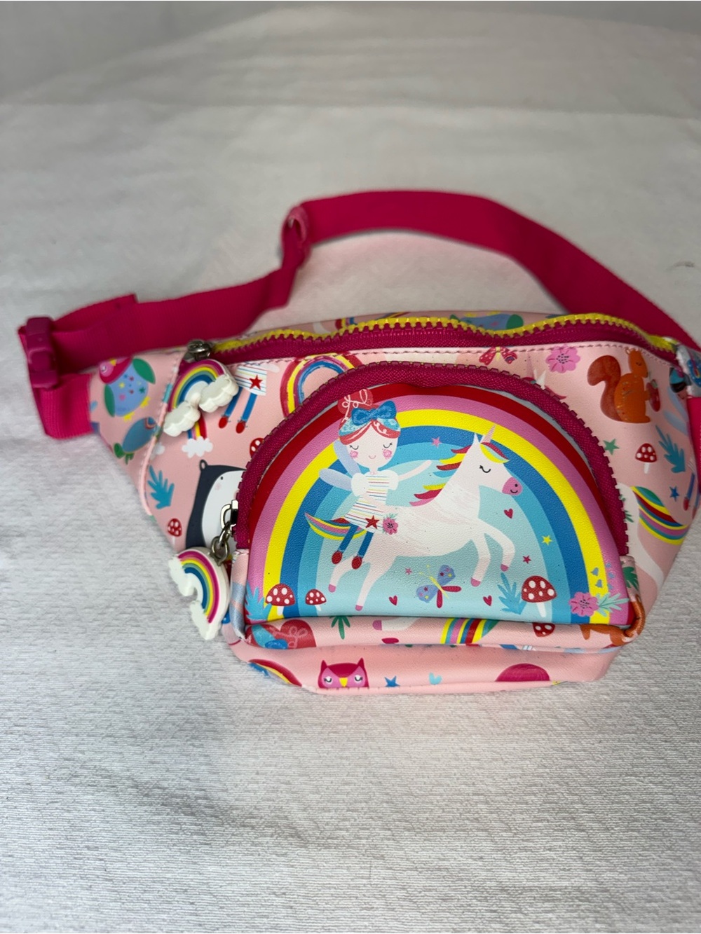 Kids Unicorn Rainbow Fanny Pack - Pink Floss and Rock.